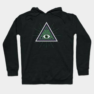 All Seeing eye - black with green eye Hoodie